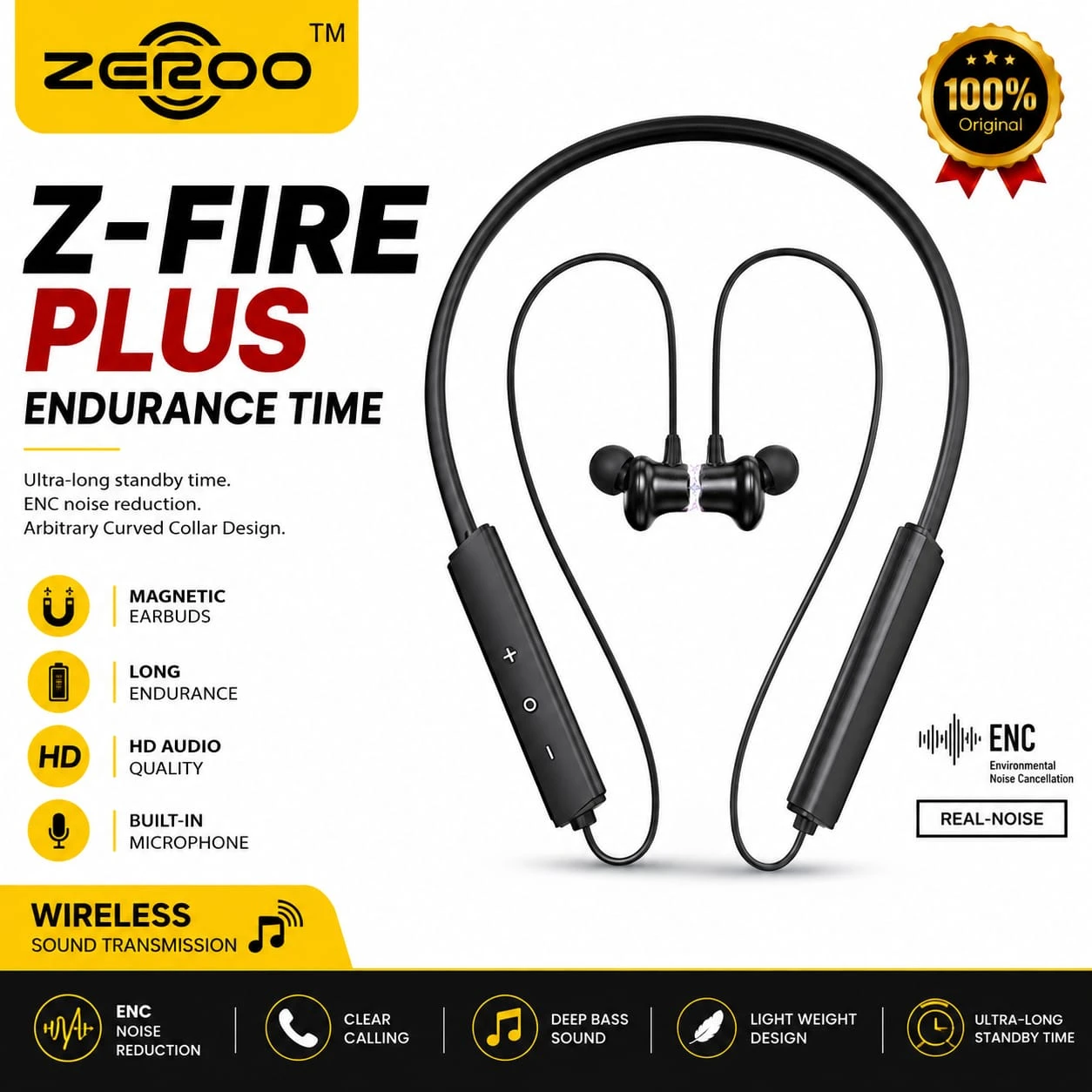 Zeroo Z-Fire Plus Magnetic Neckband Bluetooth Earphone