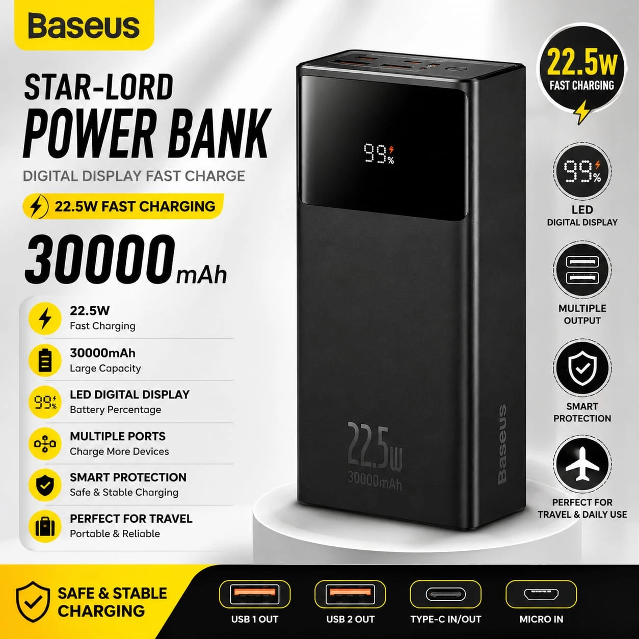 Baseus Star-Lord 30000mAh 22.5W Fast Charging Power Bank