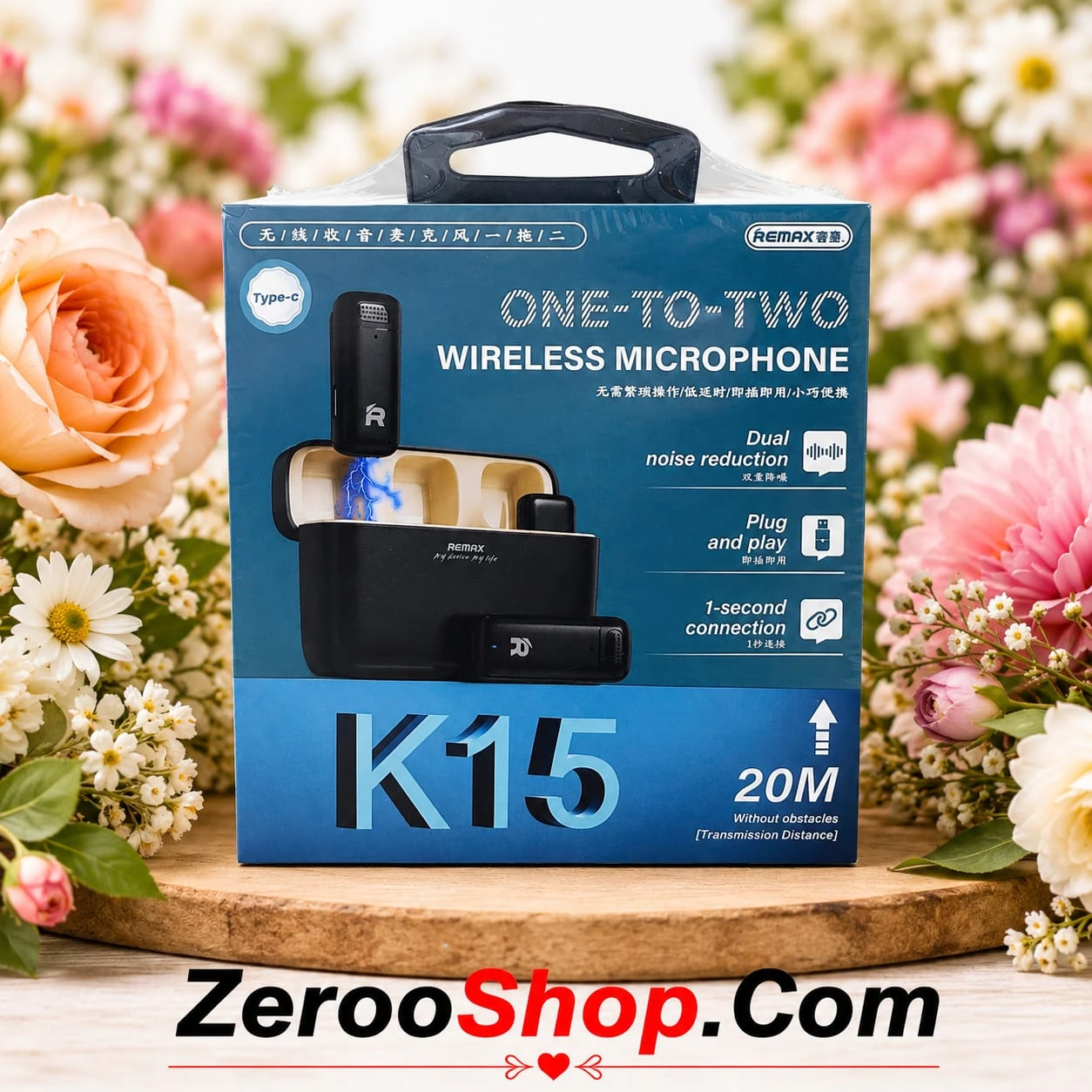 REMAX K15 One-To-Two Wireless Microphone | Type-C Dual Mic