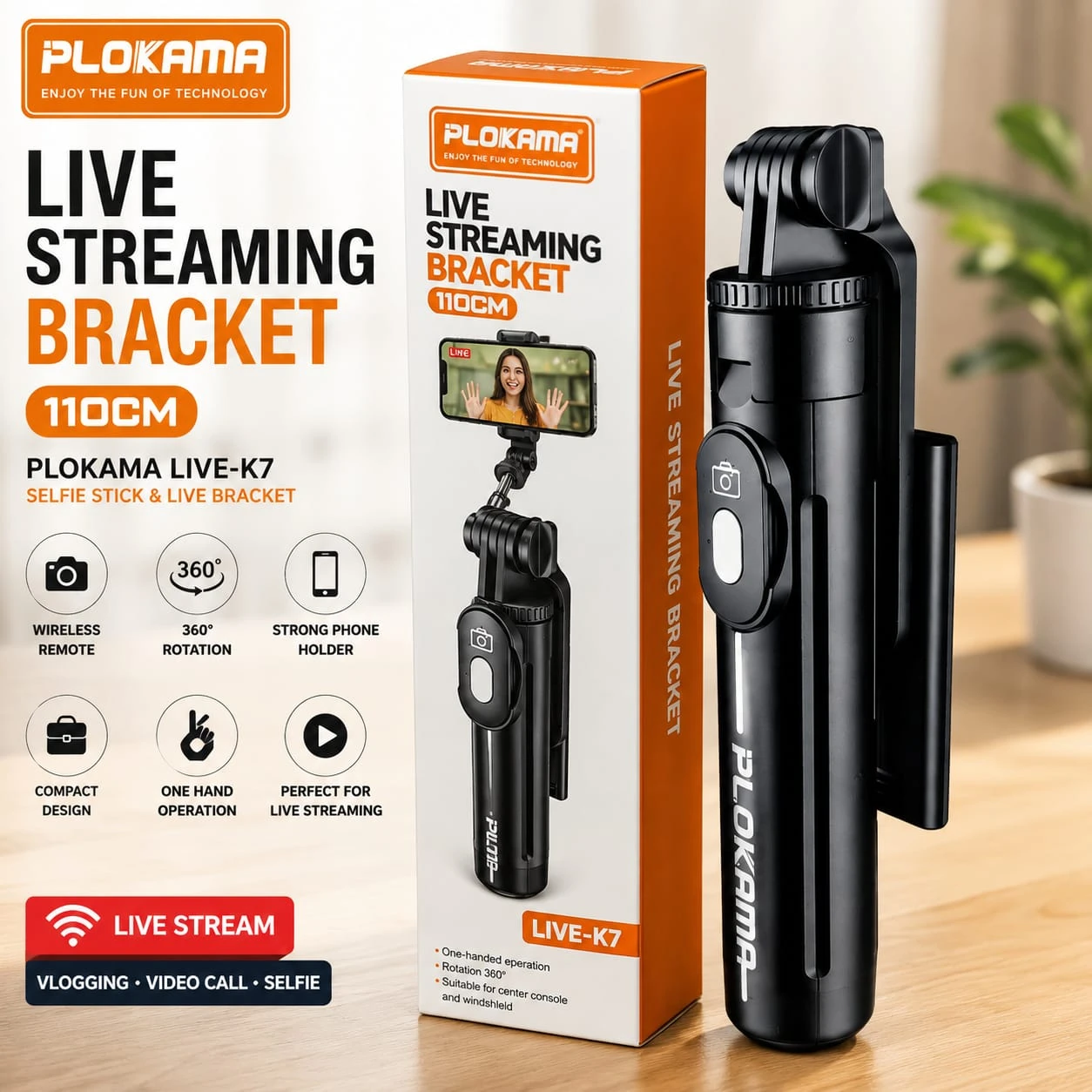 PLOKAMA LIVE-K7 Live Streaming Bracket Selfie Stick