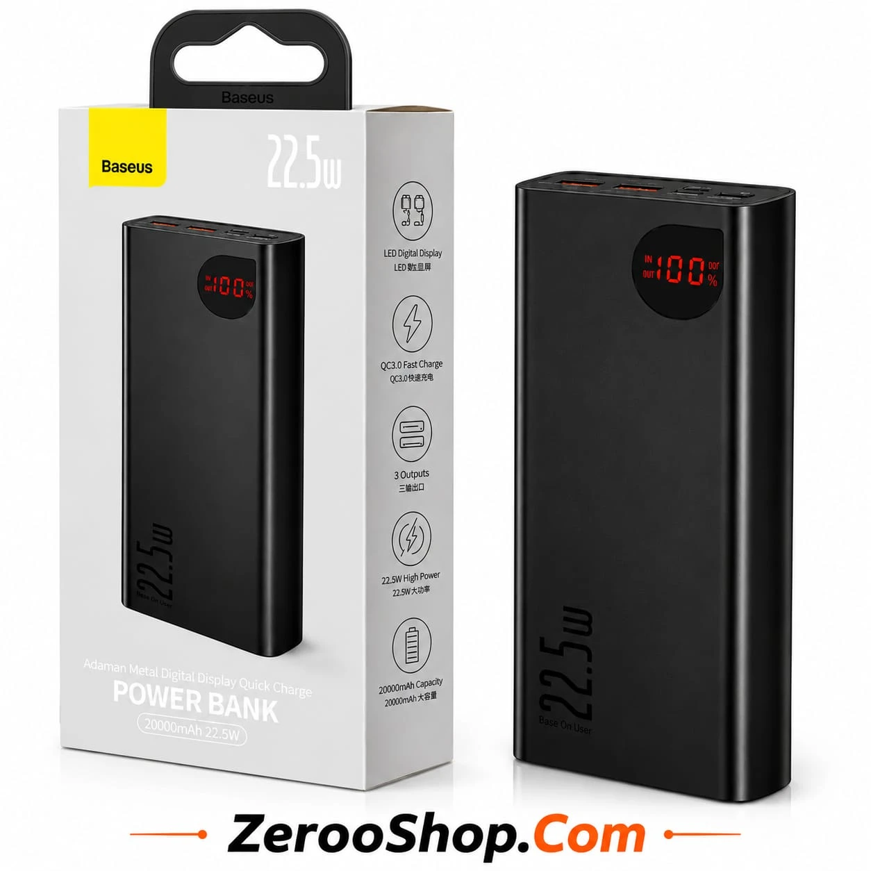 Baseus Adaman Metal Digital Display Power Bank 20000mAh 22.5W Fast Charge