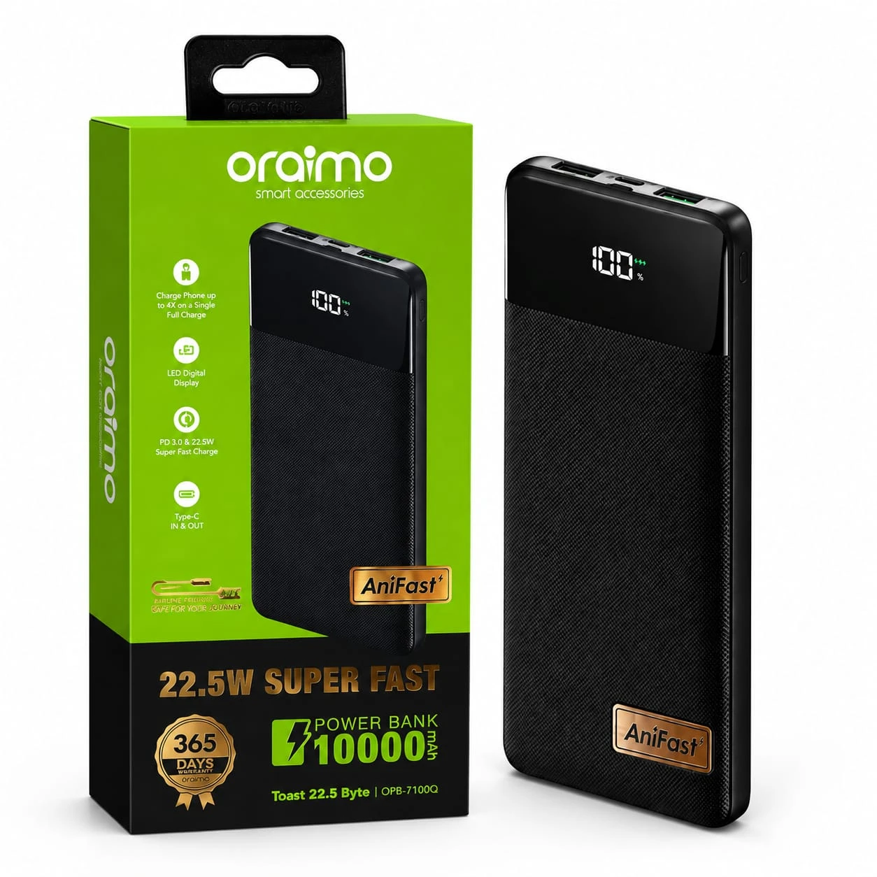 Oraimo Toast OPB-7100Q 10000mAh 22.5W Type C Power Bank