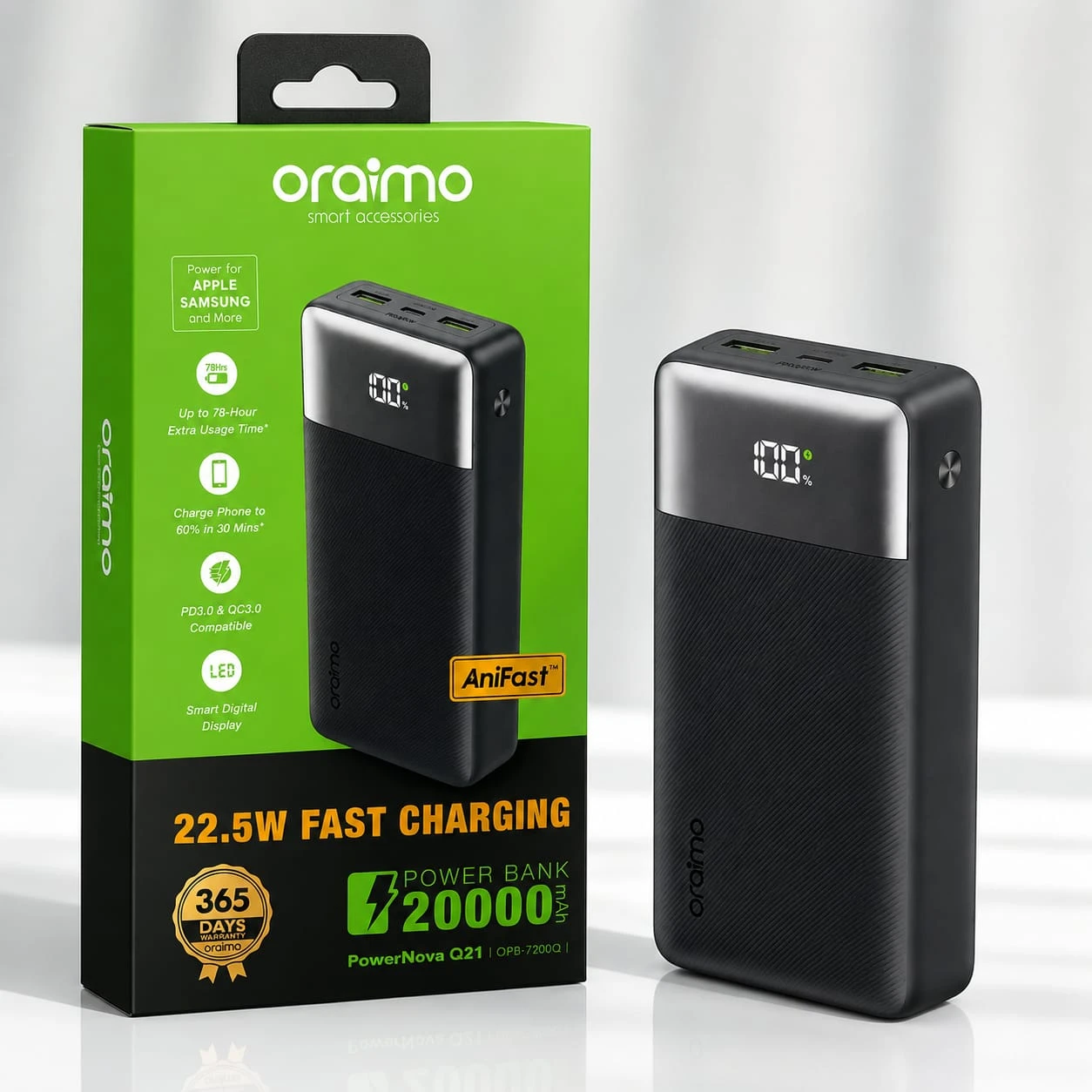 Oraimo PowerNova Q21 20000mAh 22.5W Fast Charging Power Bank
