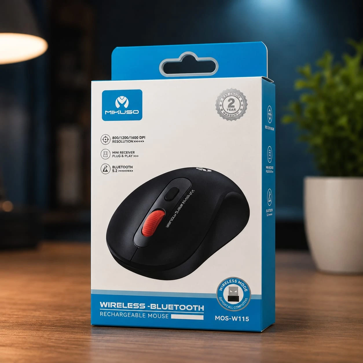 Mikuso MOS-W115 Dual-Mode Wireless Rechargeable Mouse